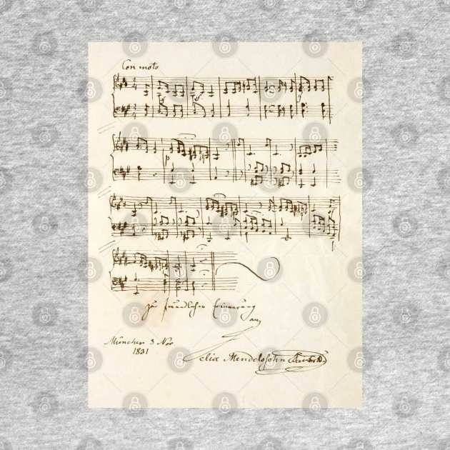 Felix Mendelssohn | Original score, manuscript with signature by Musical design